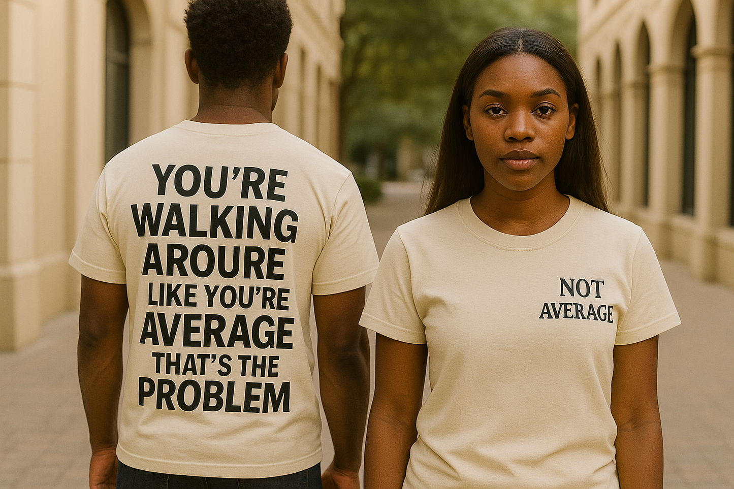 Not Average-Short Sleeve Tee (Cream)